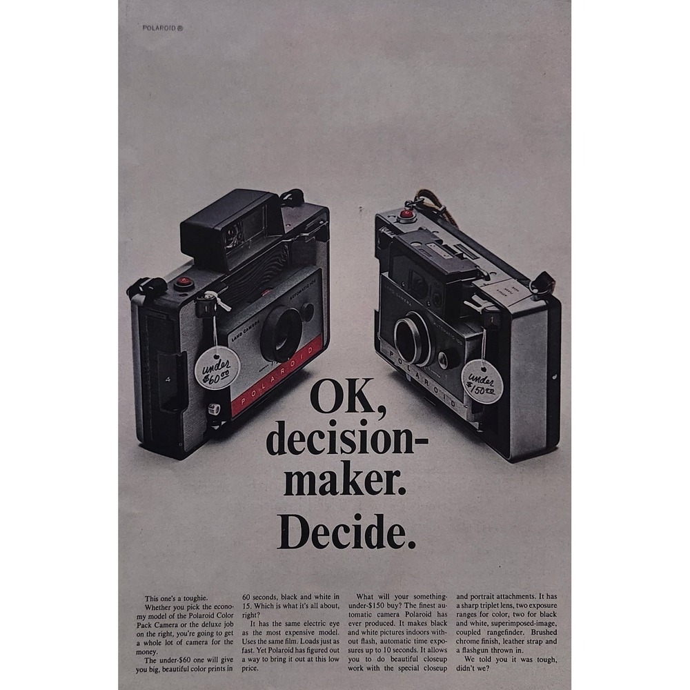 Vintage Polaroid Land Camera Magazine Print Ad 1960s Mid-Century Modern Art